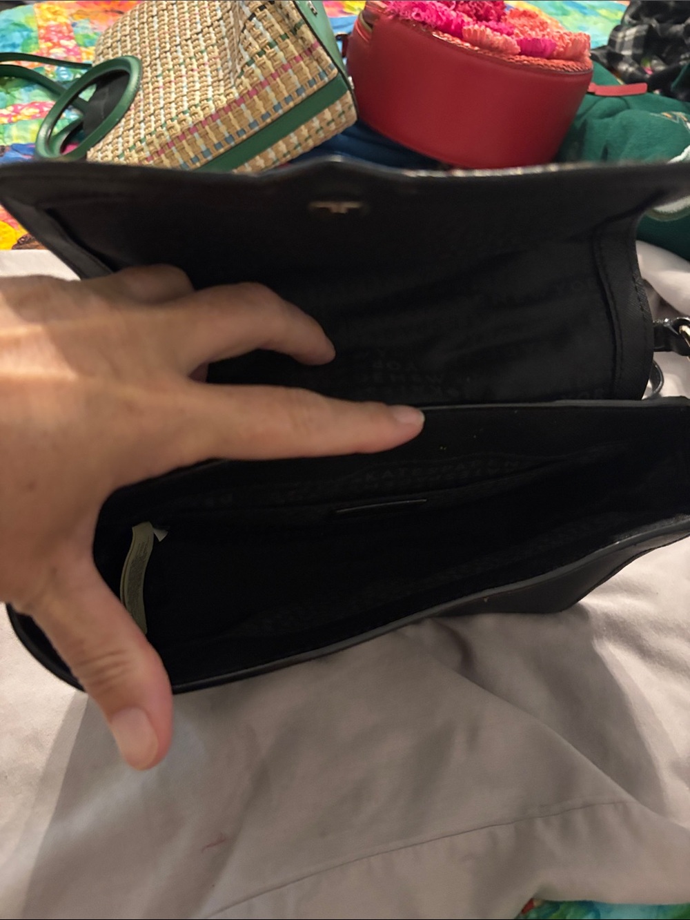 kate spade Black Crossbody Satchel with Leopard-Print Cat Flap - Picture 2 of 3